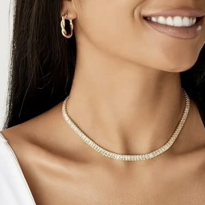 Stainless Steel Baguette Crystal Necklace💧