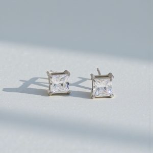 Stainless Steel Princess Cut CZ 💧