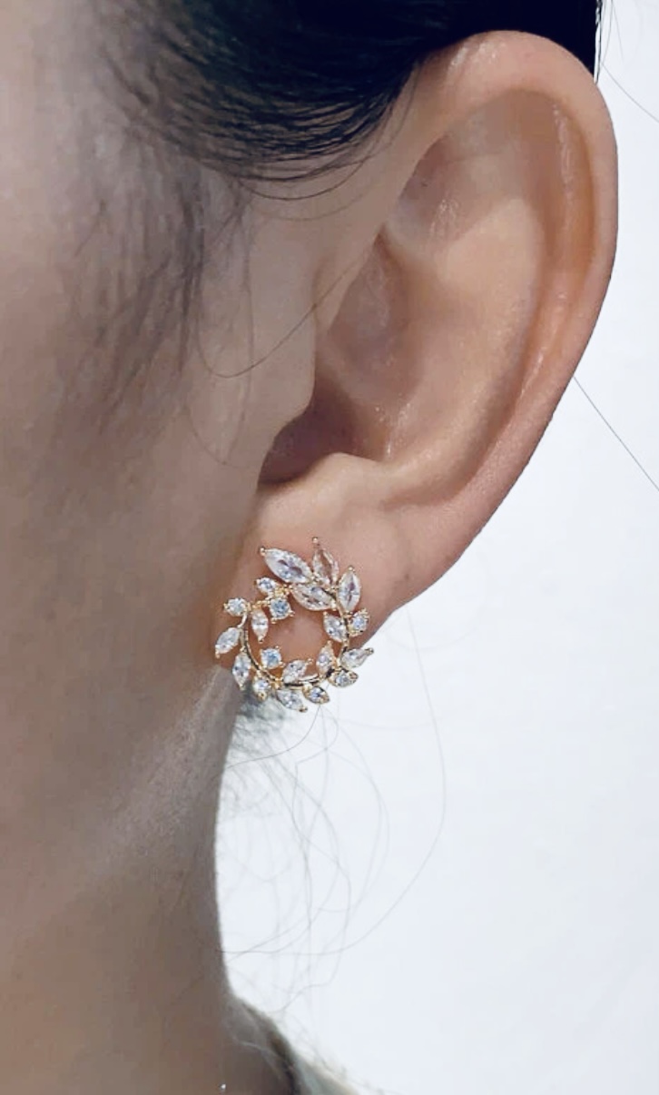 Open Circle Studs with CZ Dangle