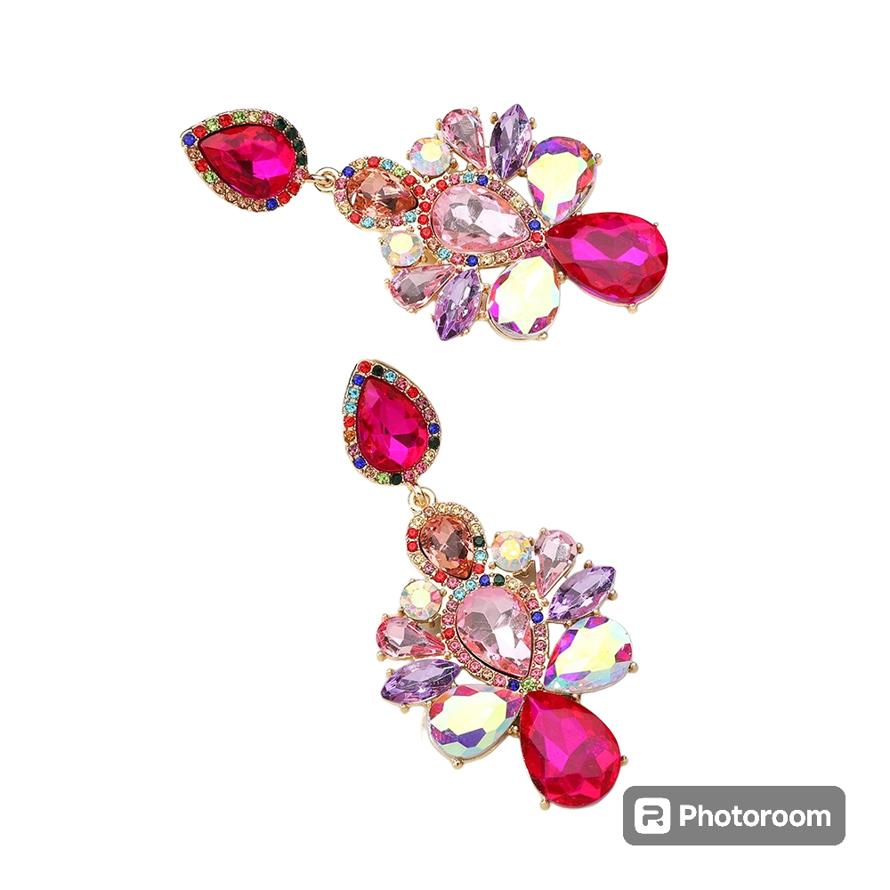 Silver Rhinestone Drop Earrings
