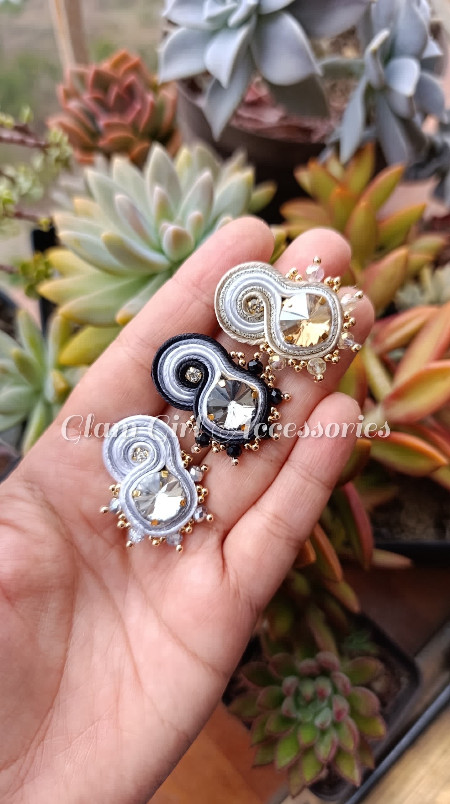 Leandi Crystal Soutache Earrings - Image 2