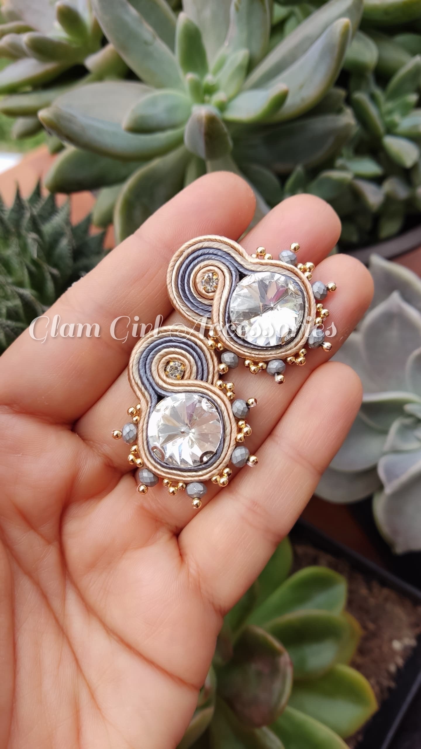 Leandi Crystal Soutache Earrings - Image 6