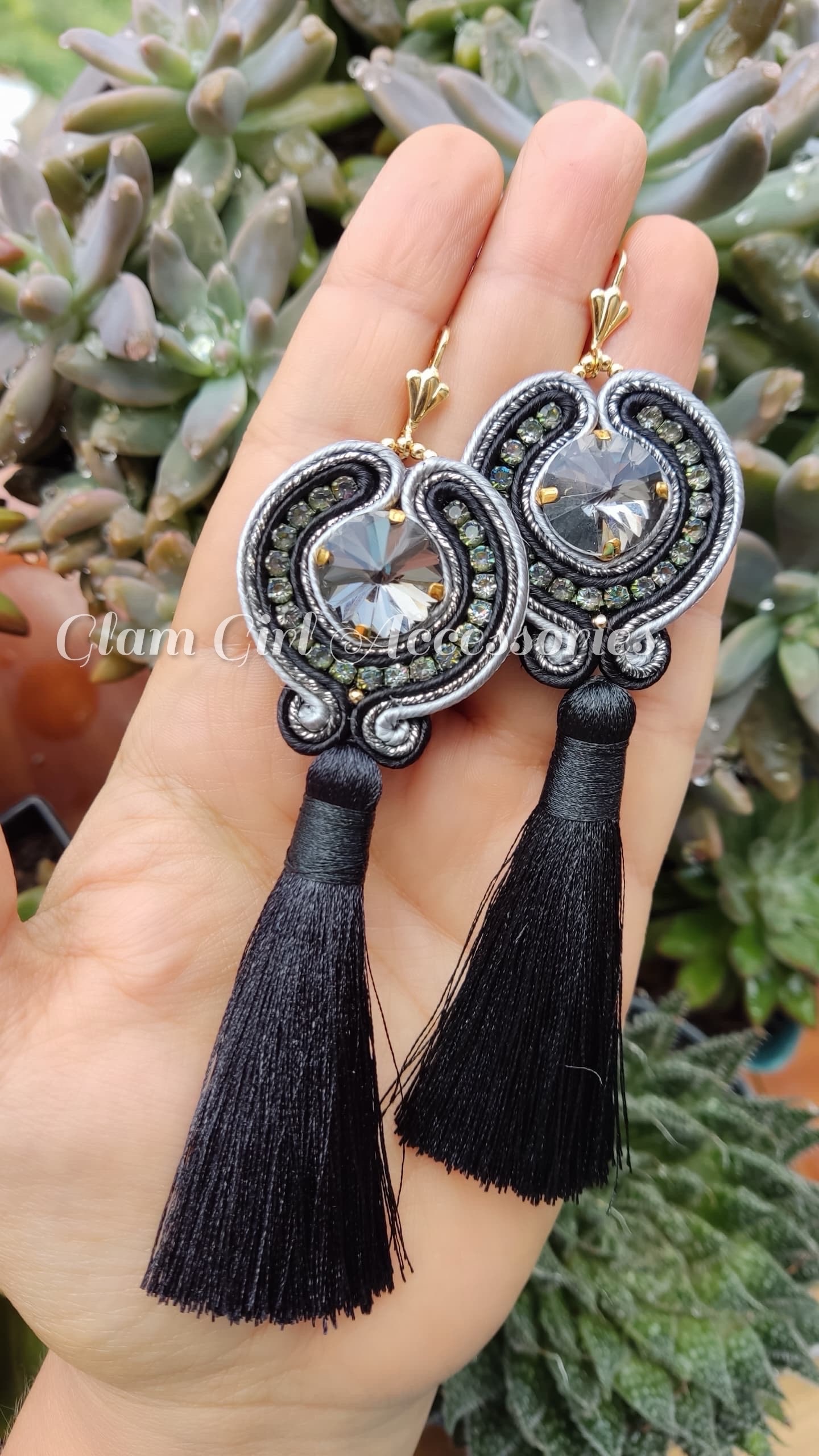 Charlene Crystal Soutache Earrings - Image 4