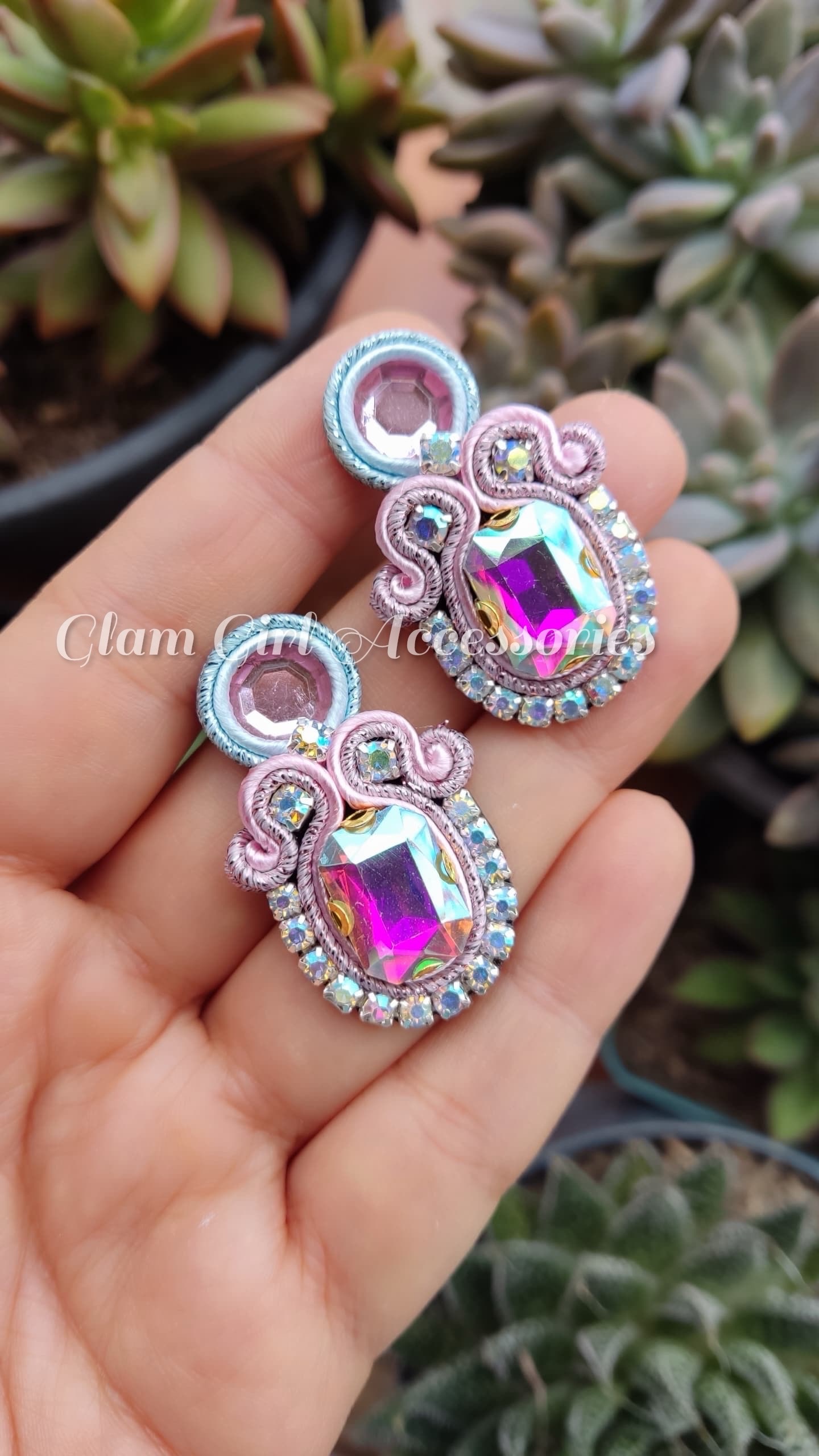 Lune Crystal Soutache Earrings - Image 12