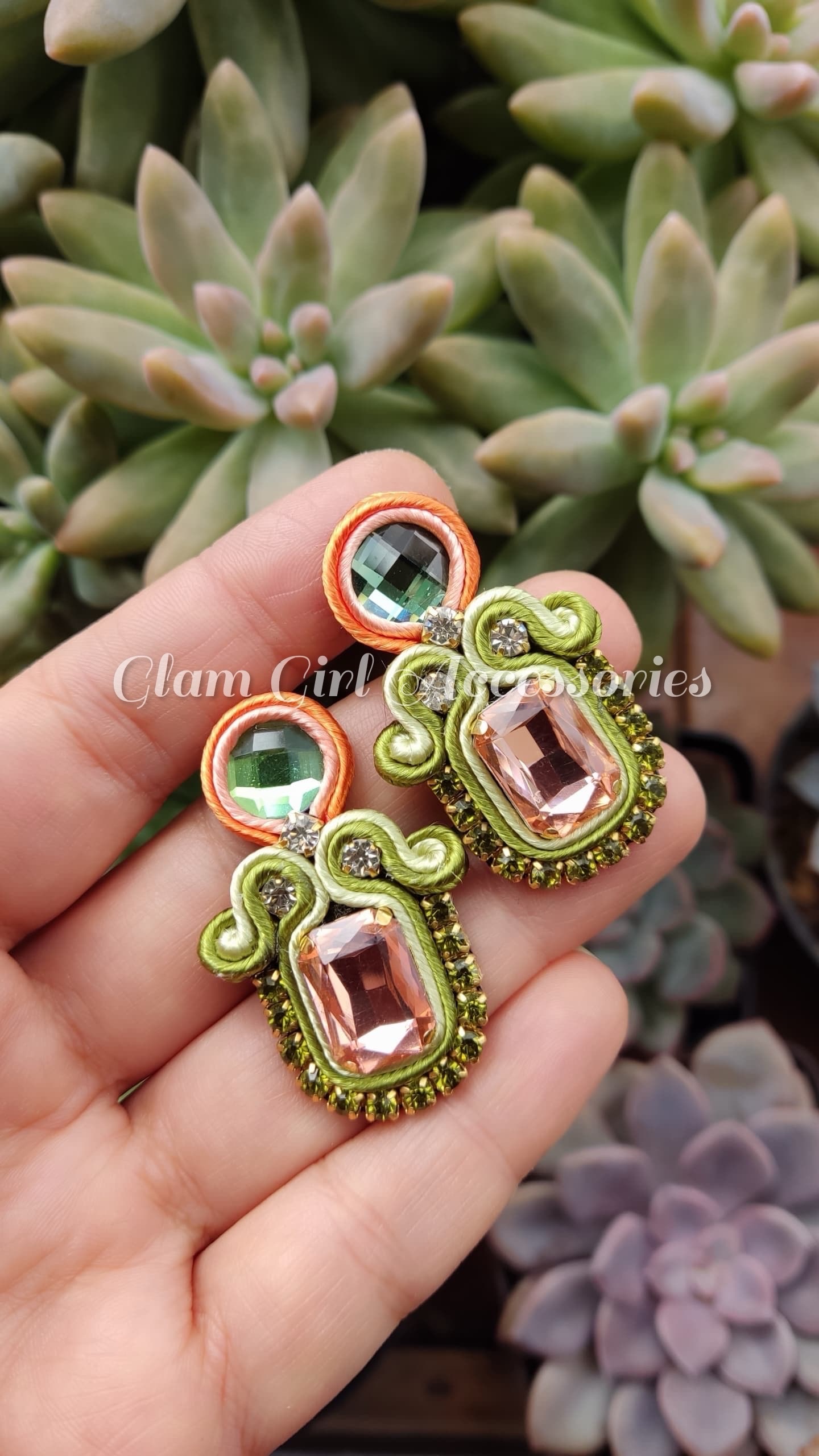 Lune Crystal Soutache Earrings - Image 5