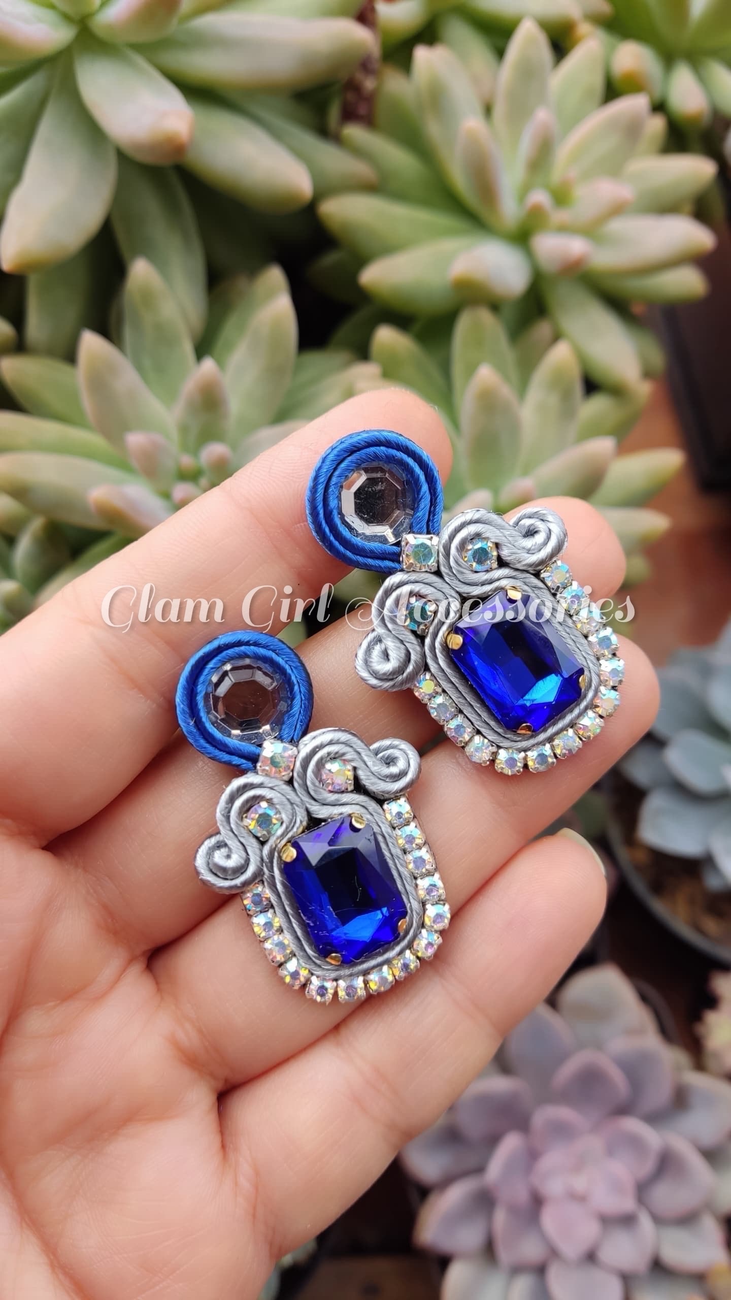 Lune Crystal Soutache Earrings - Image 14