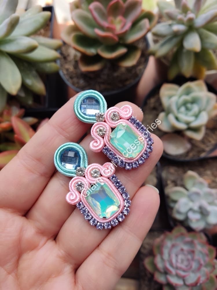 Lune Crystal Soutache Earrings - Image 6