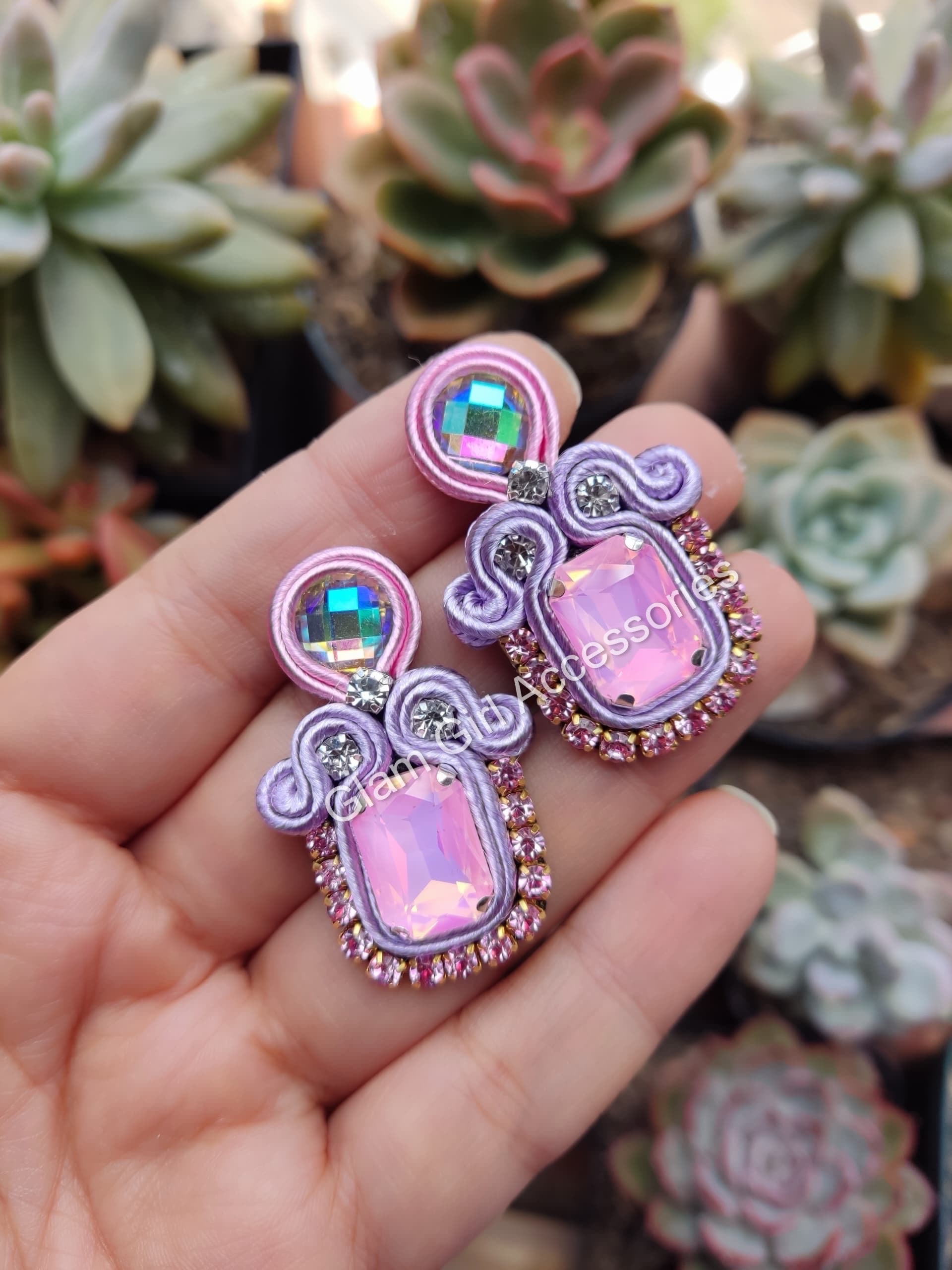 Lune Crystal Soutache Earrings - Image 7