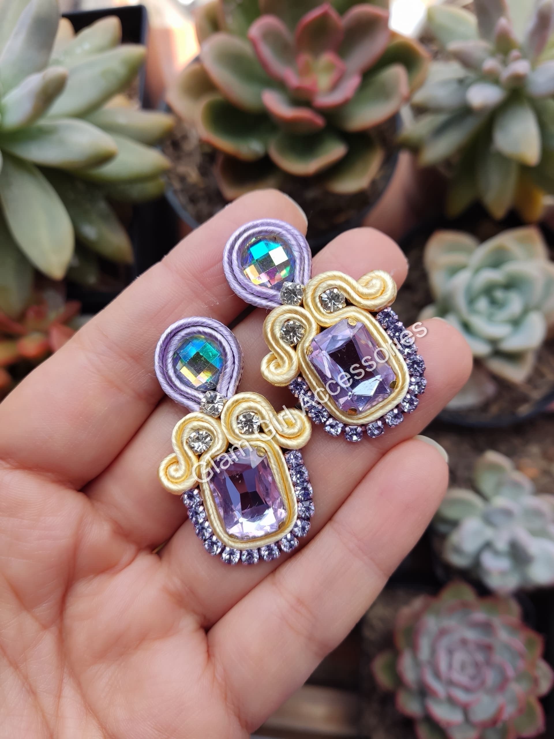 Lune Crystal Soutache Earrings
