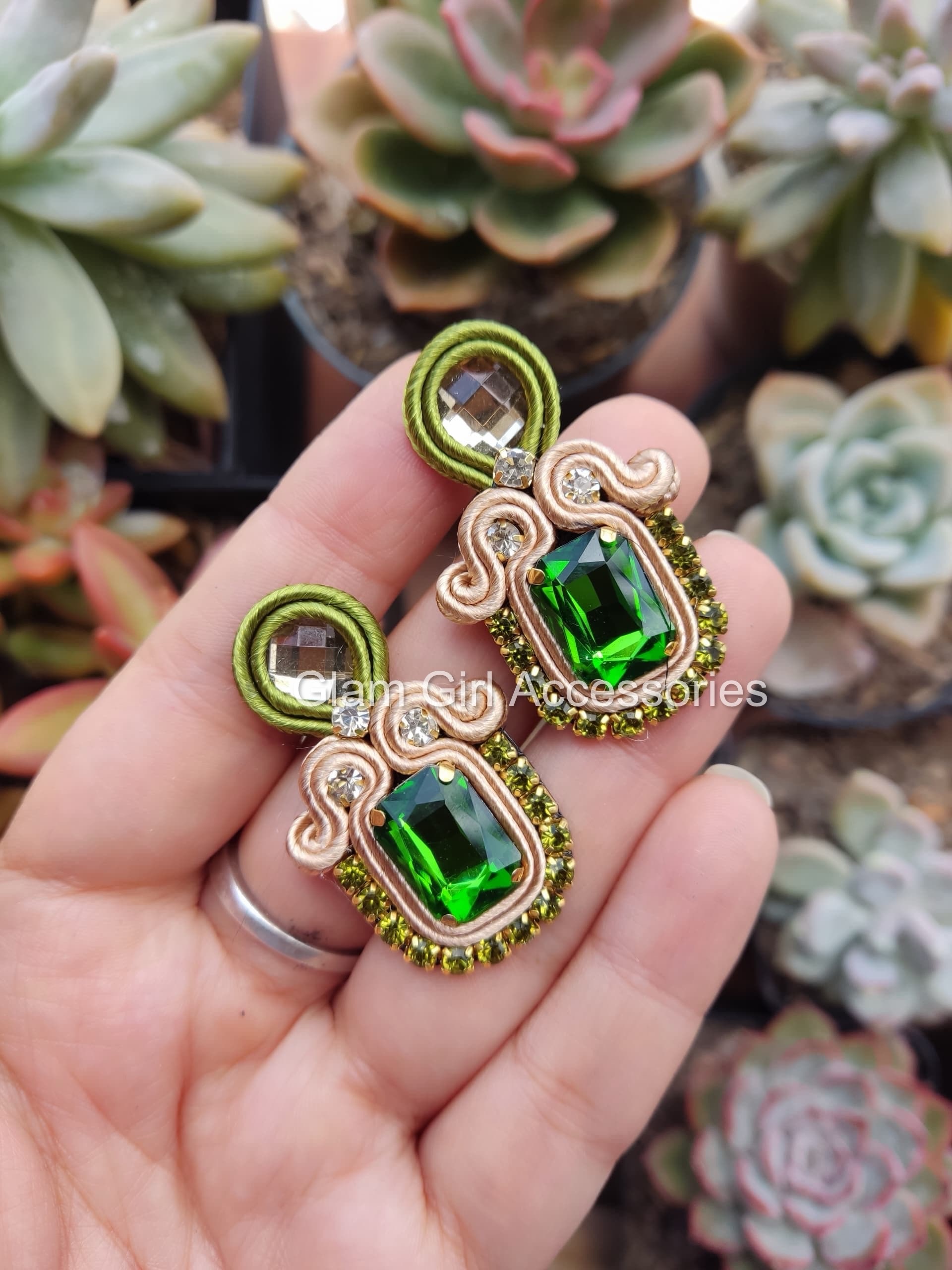 Lune Crystal Soutache Earrings - Image 9
