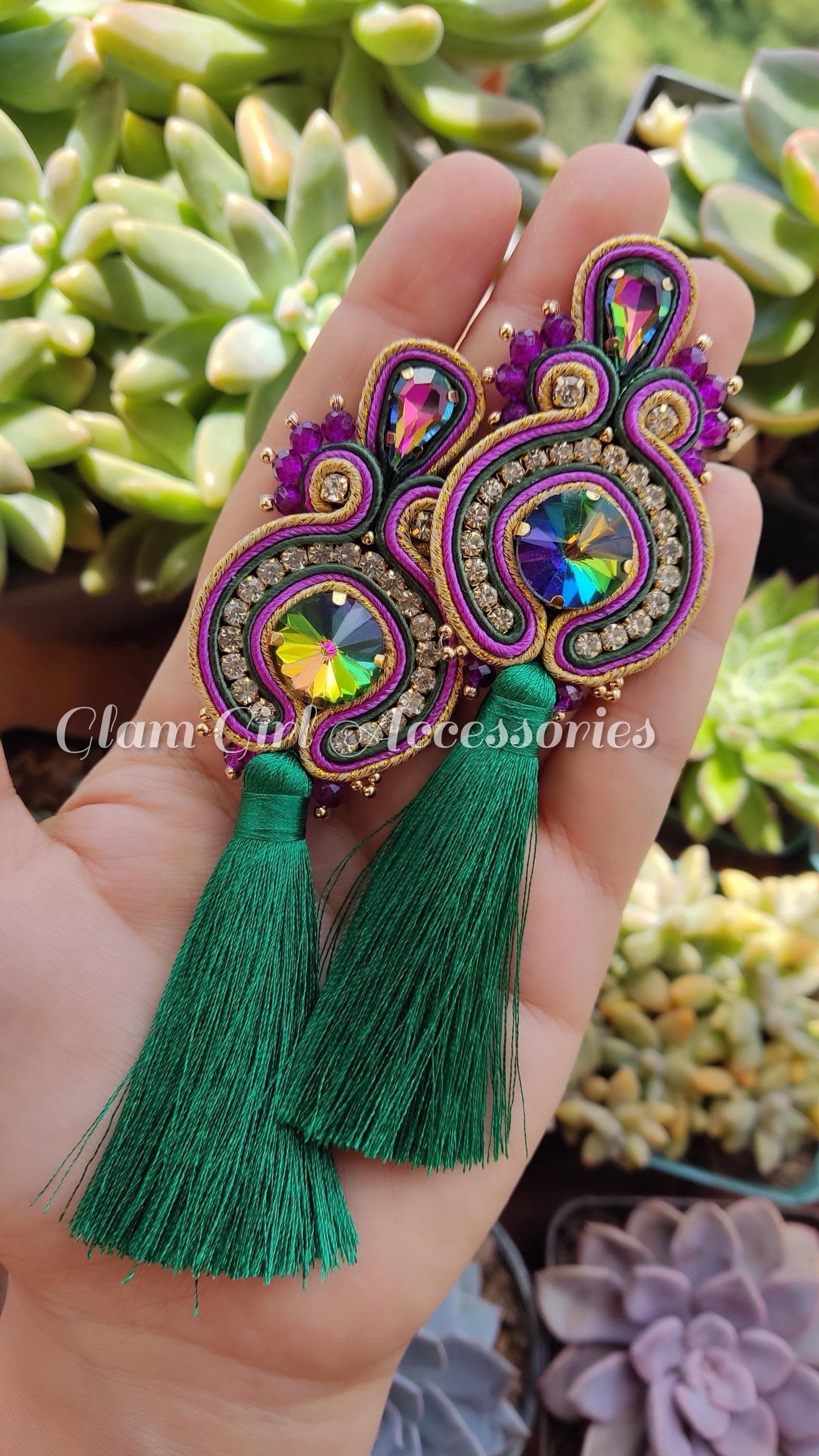 Charlene Deluxe Crystal Soutache Earrings - Image 2