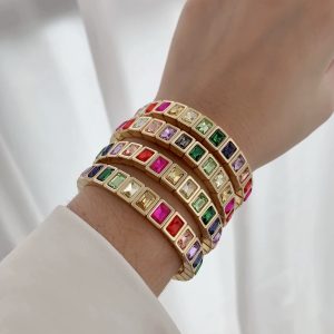 Dainty Baguette CZ Stretch Bracelet