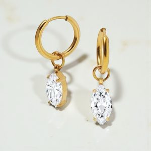 Stainless Steel Marquise CZ Charm Earrings💧