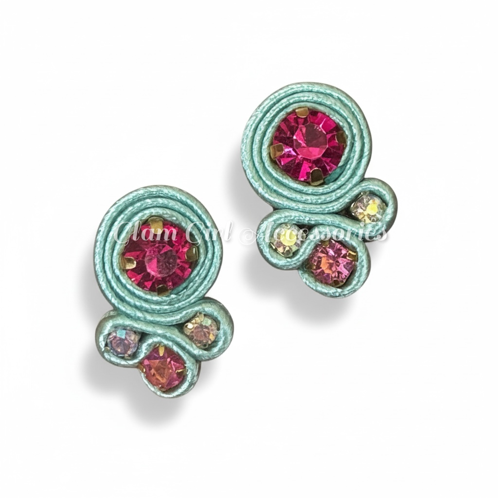 Emma Mini Crystal Soutache Earrings - Image 16