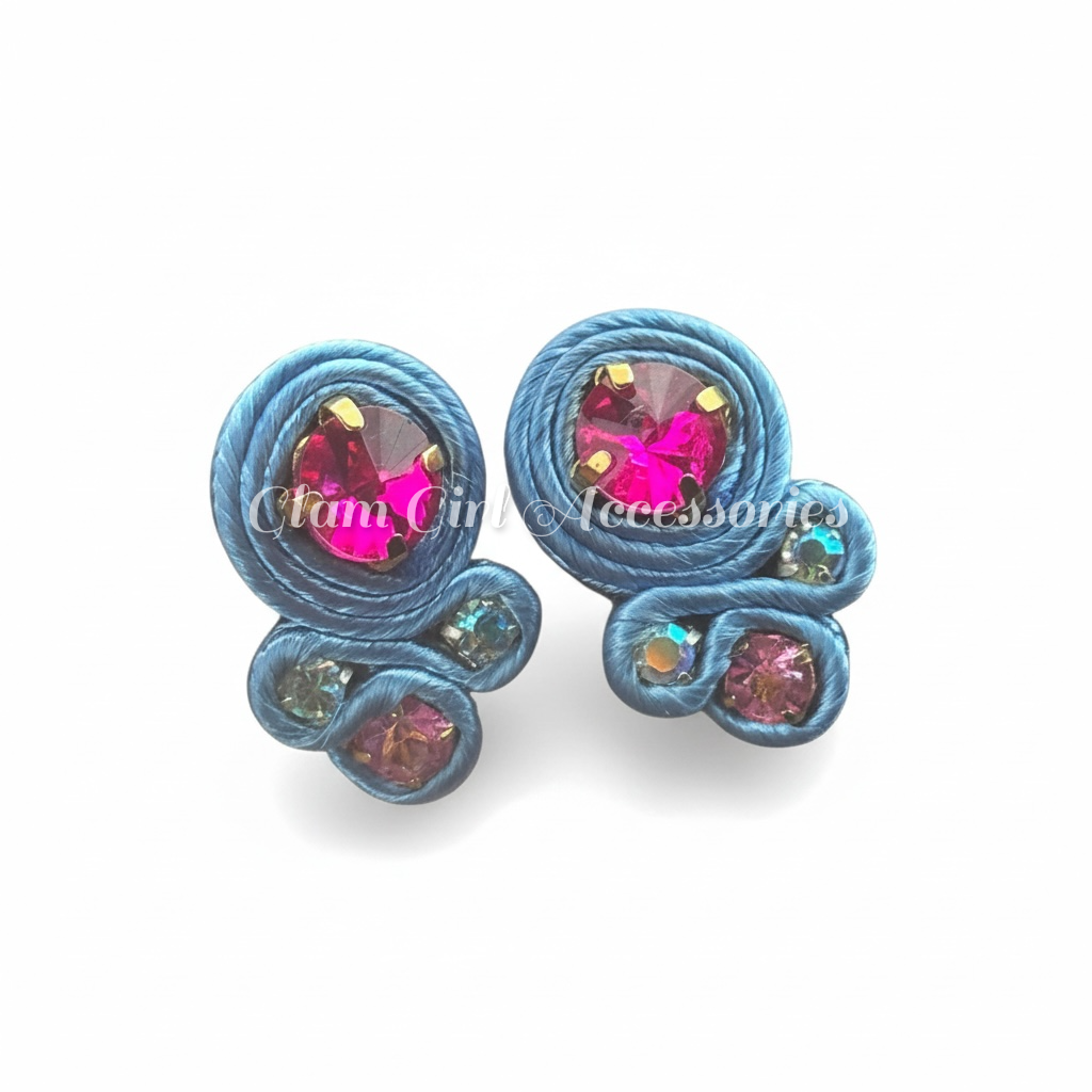 Emma Mini Crystal Soutache Earrings - Image 17
