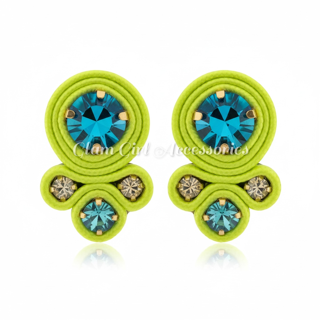 Emma Mini Crystal Soutache Earrings - Image 13