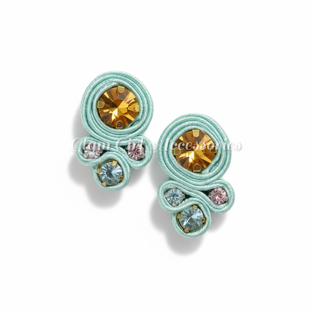 Emma Mini Crystal Soutache Earrings - Image 18