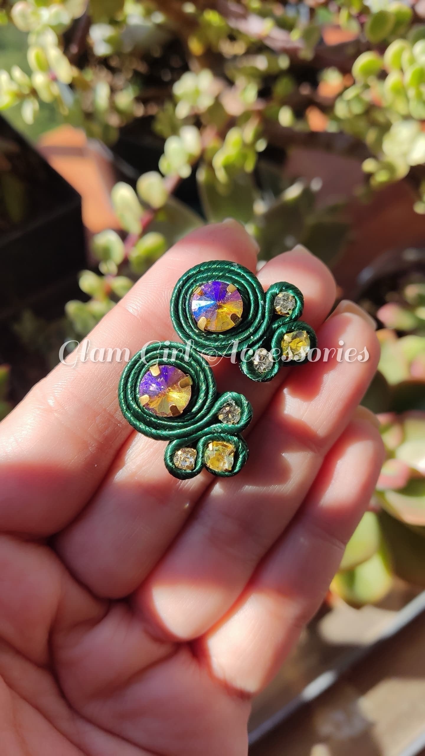 Emma Mini Crystal Soutache Earrings - Image 11