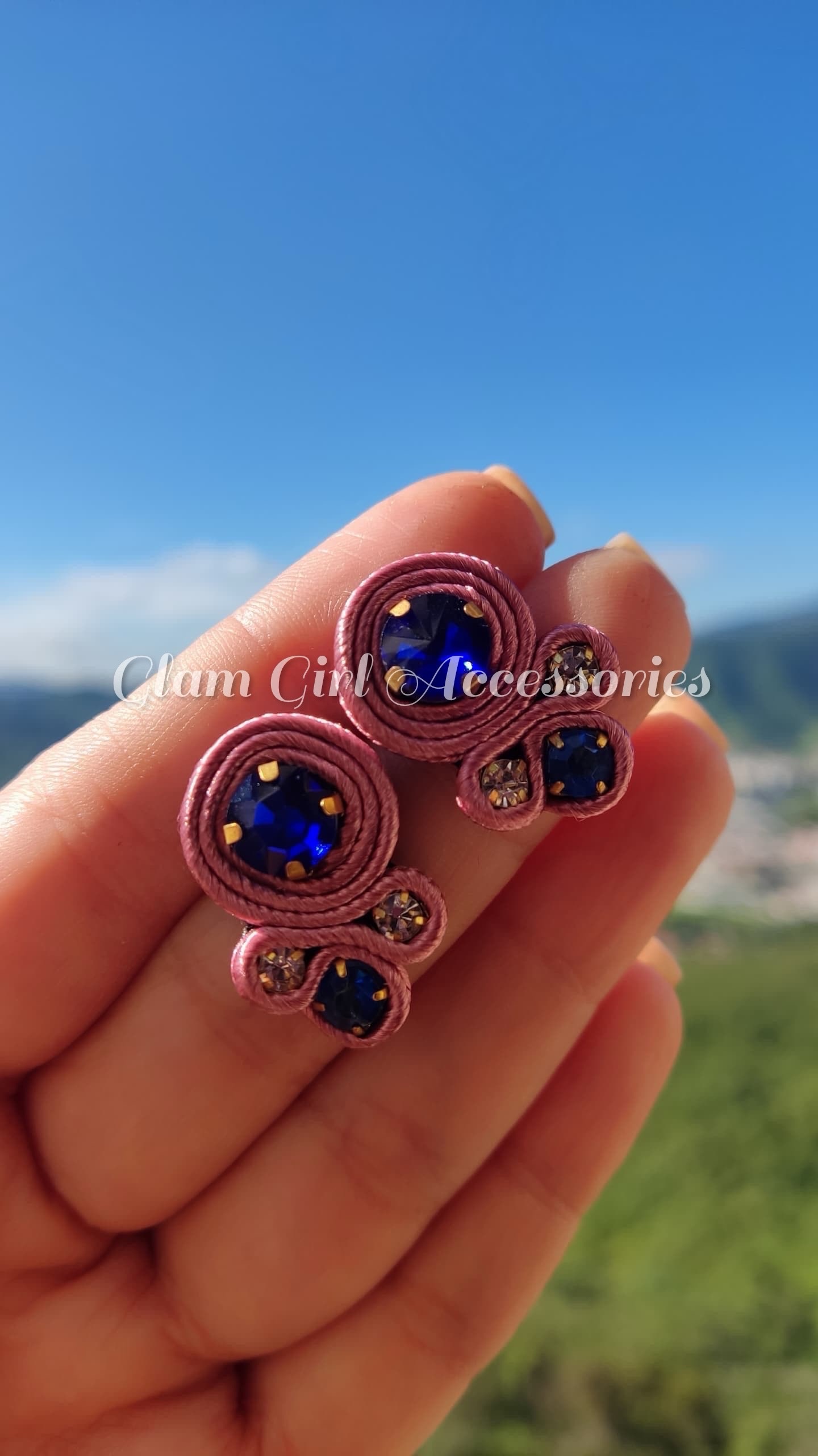 Emma Mini Crystal Soutache Earrings - Image 9
