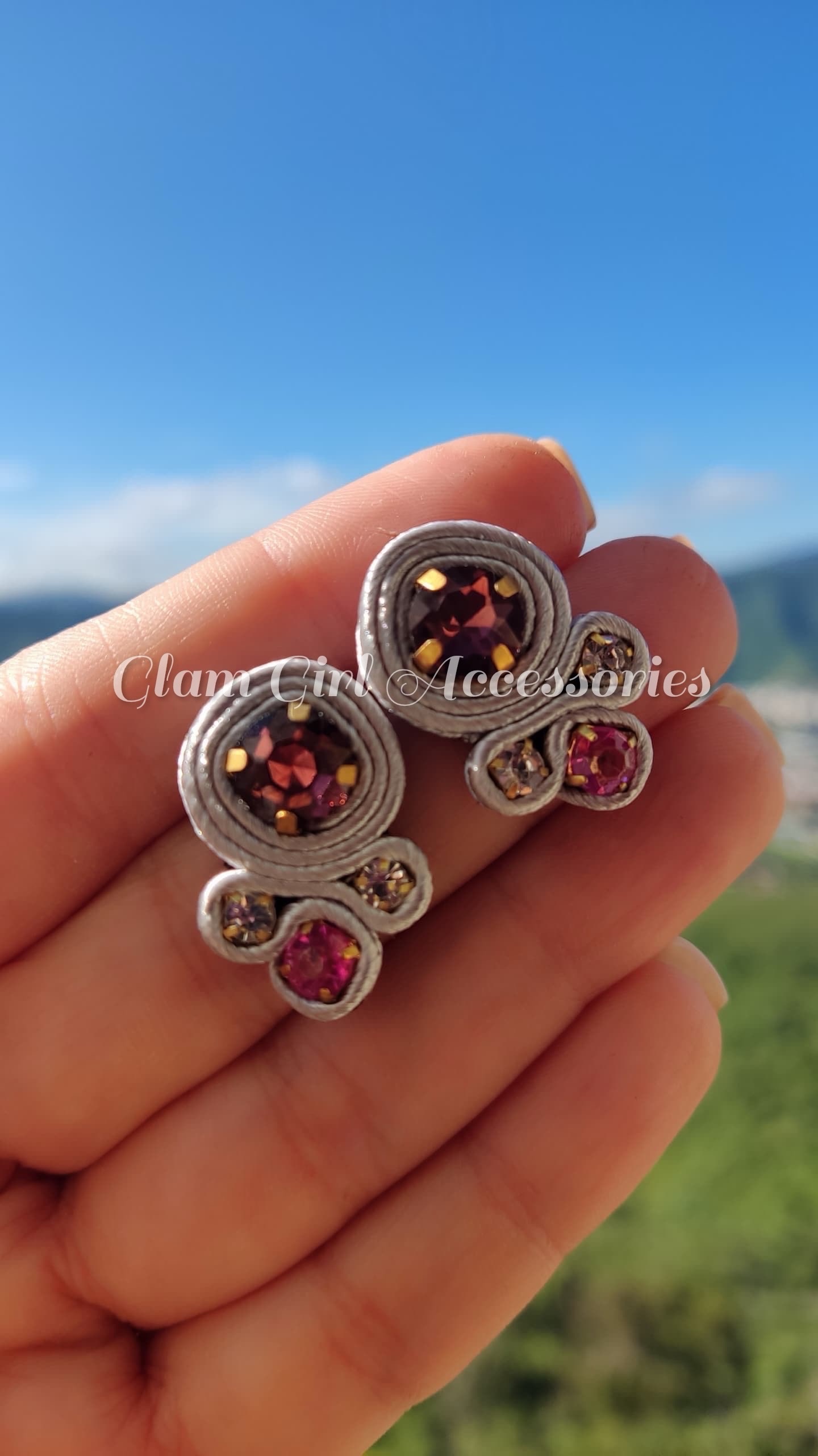 Emma Mini Crystal Soutache Earrings - Image 8