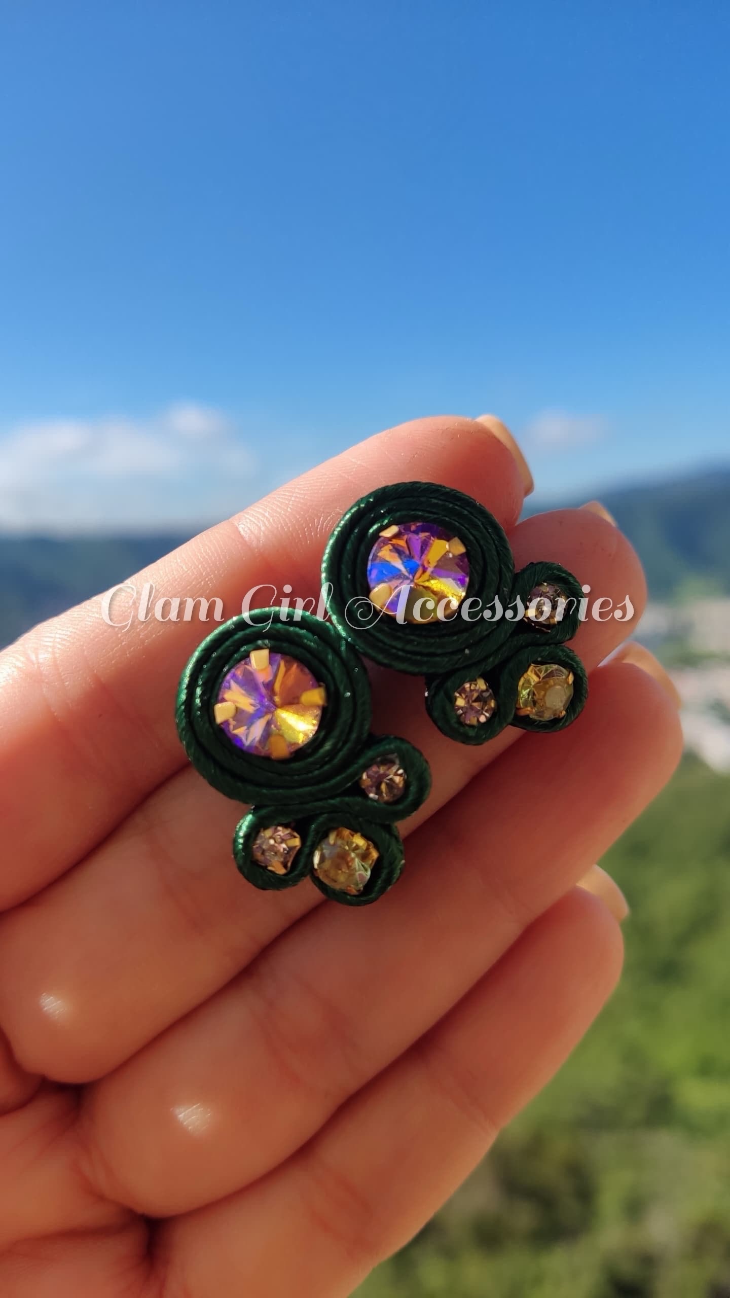 Emma Mini Crystal Soutache Earrings - Image 10