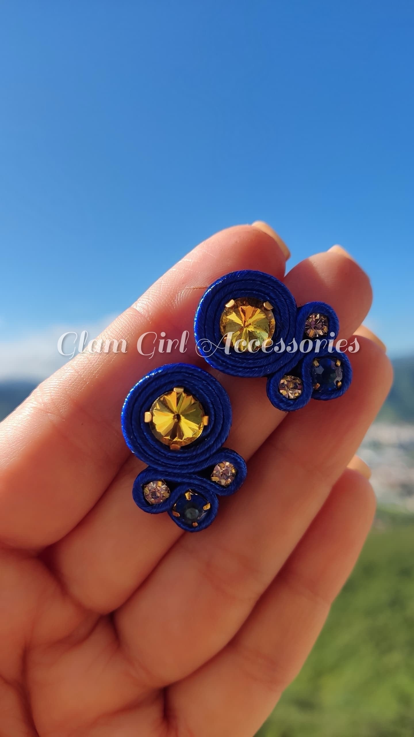 Emma Mini Crystal Soutache Earrings - Image 5