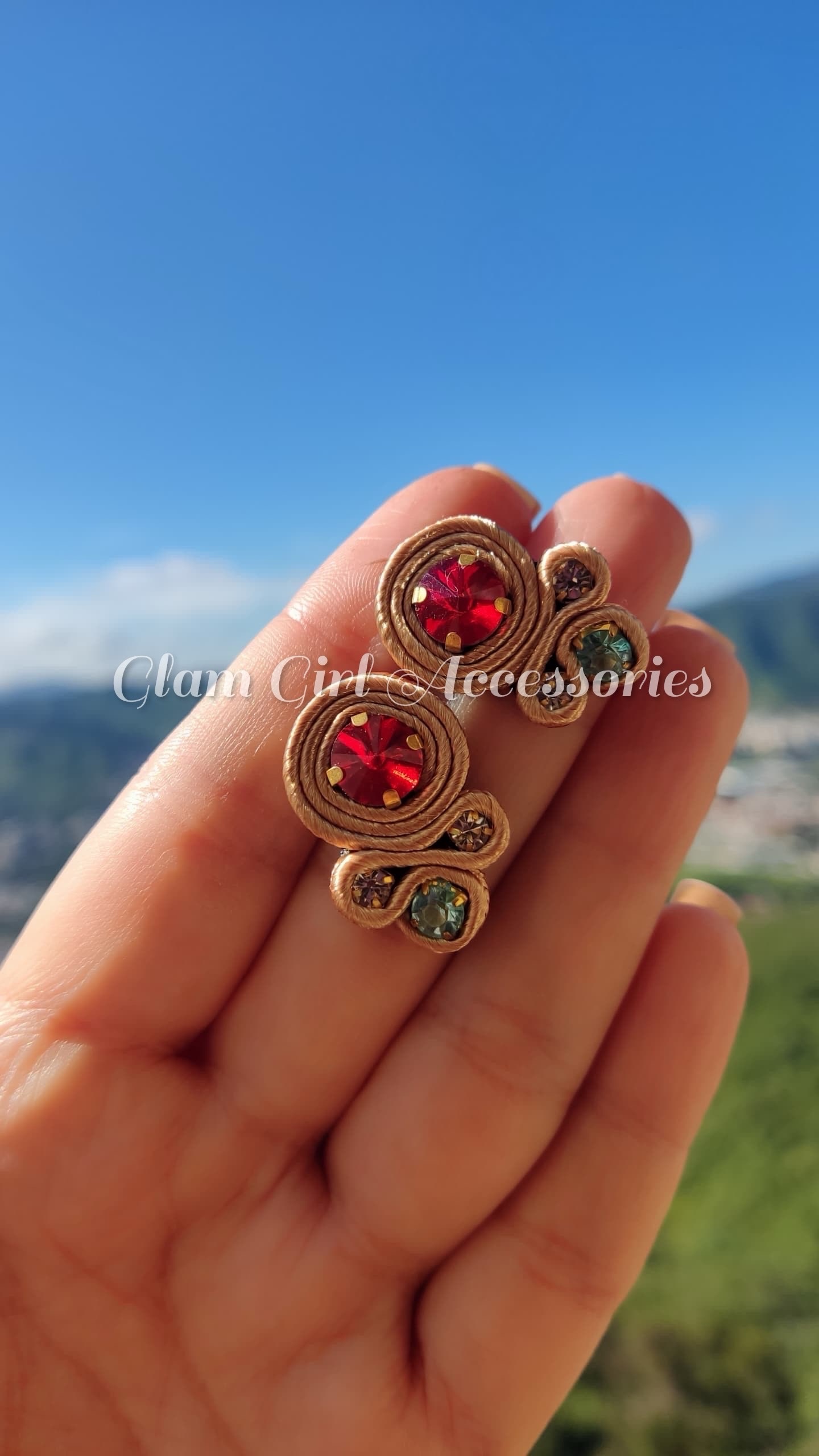 Emma Mini Crystal Soutache Earrings - Image 6