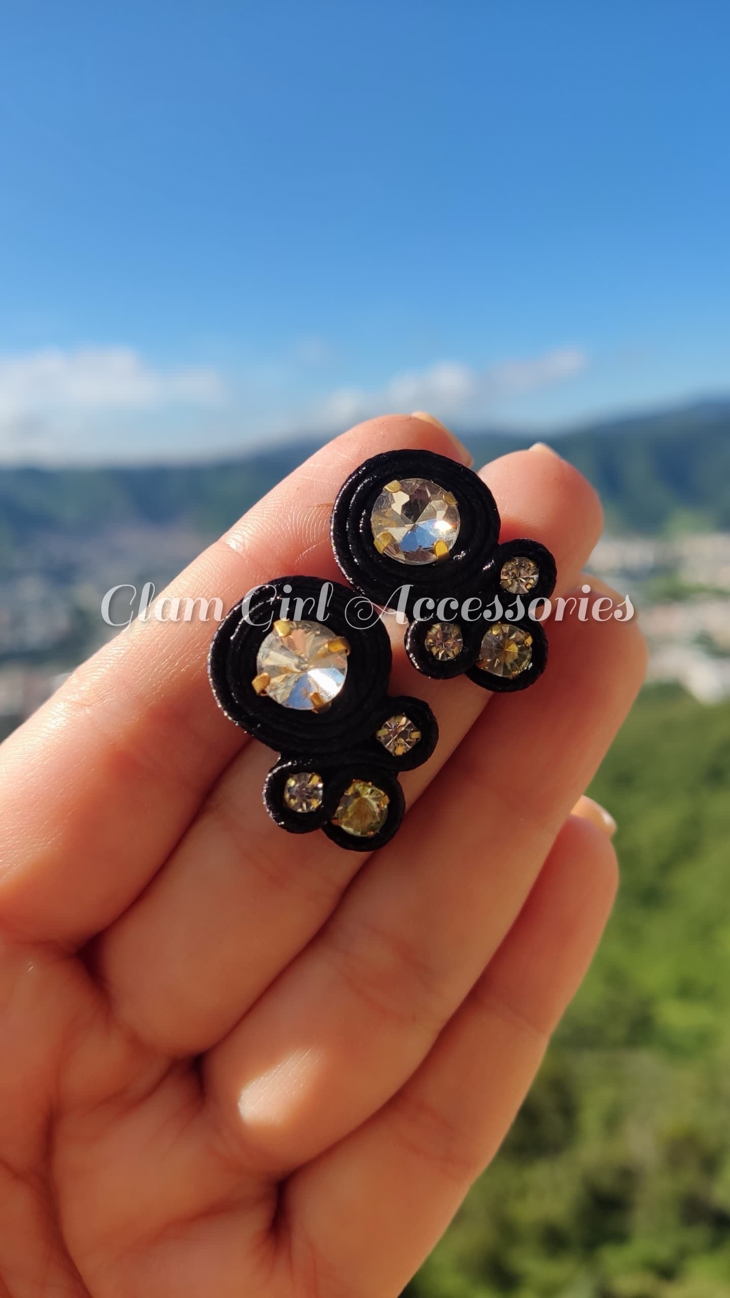 Emma Mini Crystal Soutache Earrings - Image 4