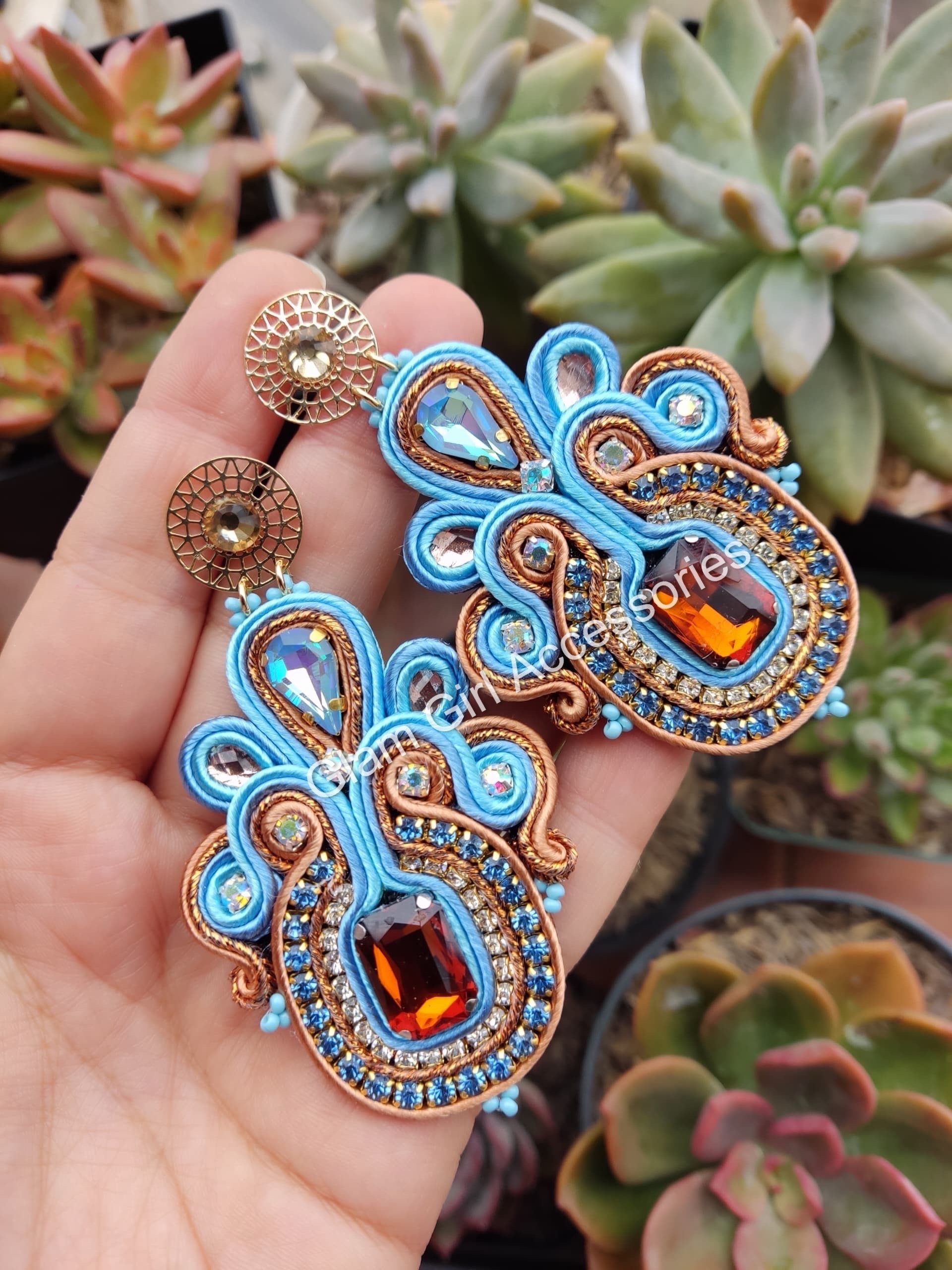 Alana Crystal Soutache Earrings - Image 4