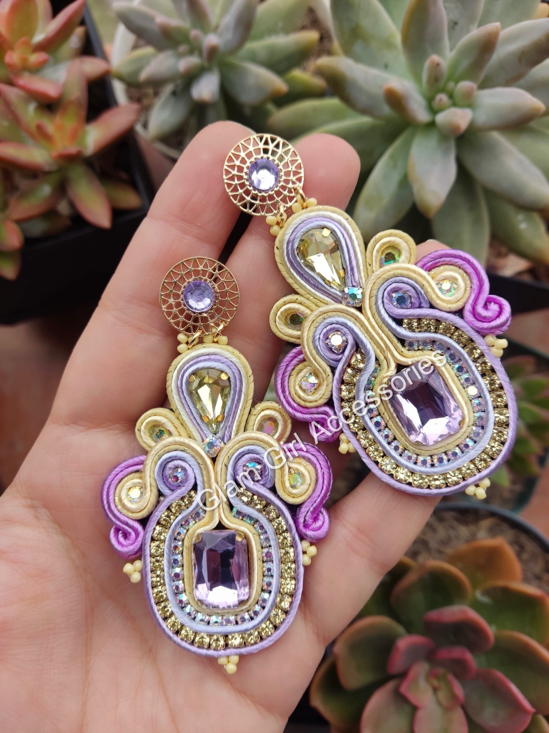 Alana Crystal Soutache Earrings - Image 3
