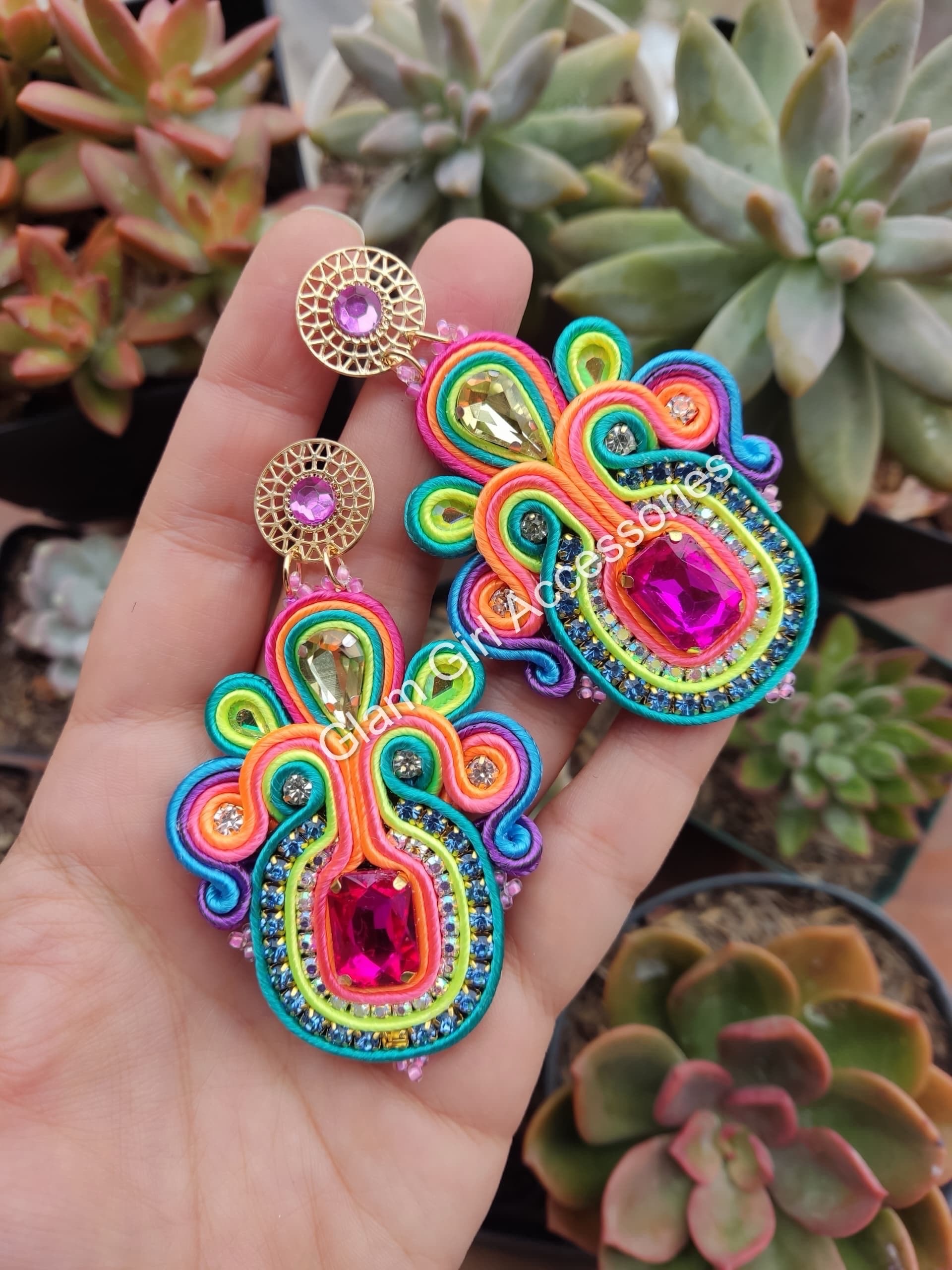 Alana Crystal Soutache Earrings - Image 5