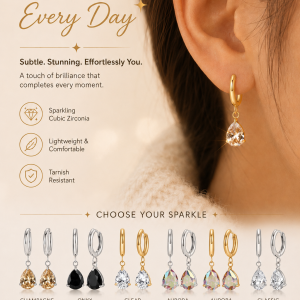 Waterproof Water-droplet Charm Hoops