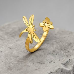 Stainless Steel Dragonfly Ring
