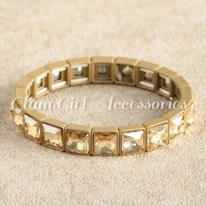 Dainty Square Crystal Stretch Bracelet