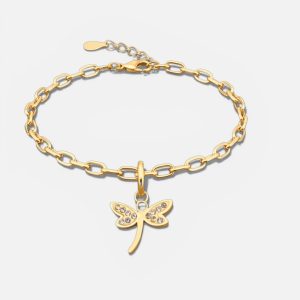 Stainless Steel Dragonfly Paperclip Bracelet 💧