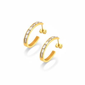 Stainless Steel CZ C Hoops 💧