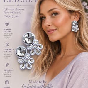 Elizma Crystal Soutache Earrings